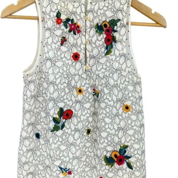 Anthropologie Maeve Macie Lace Embroidered Sequin Beaded Top Floral Size 0 - Picture 4 of 11